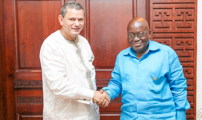  President Nana Akufo-Addo (right) with Dr Xavier Crespin, Director General of the West African Health Organisation (WAHO)